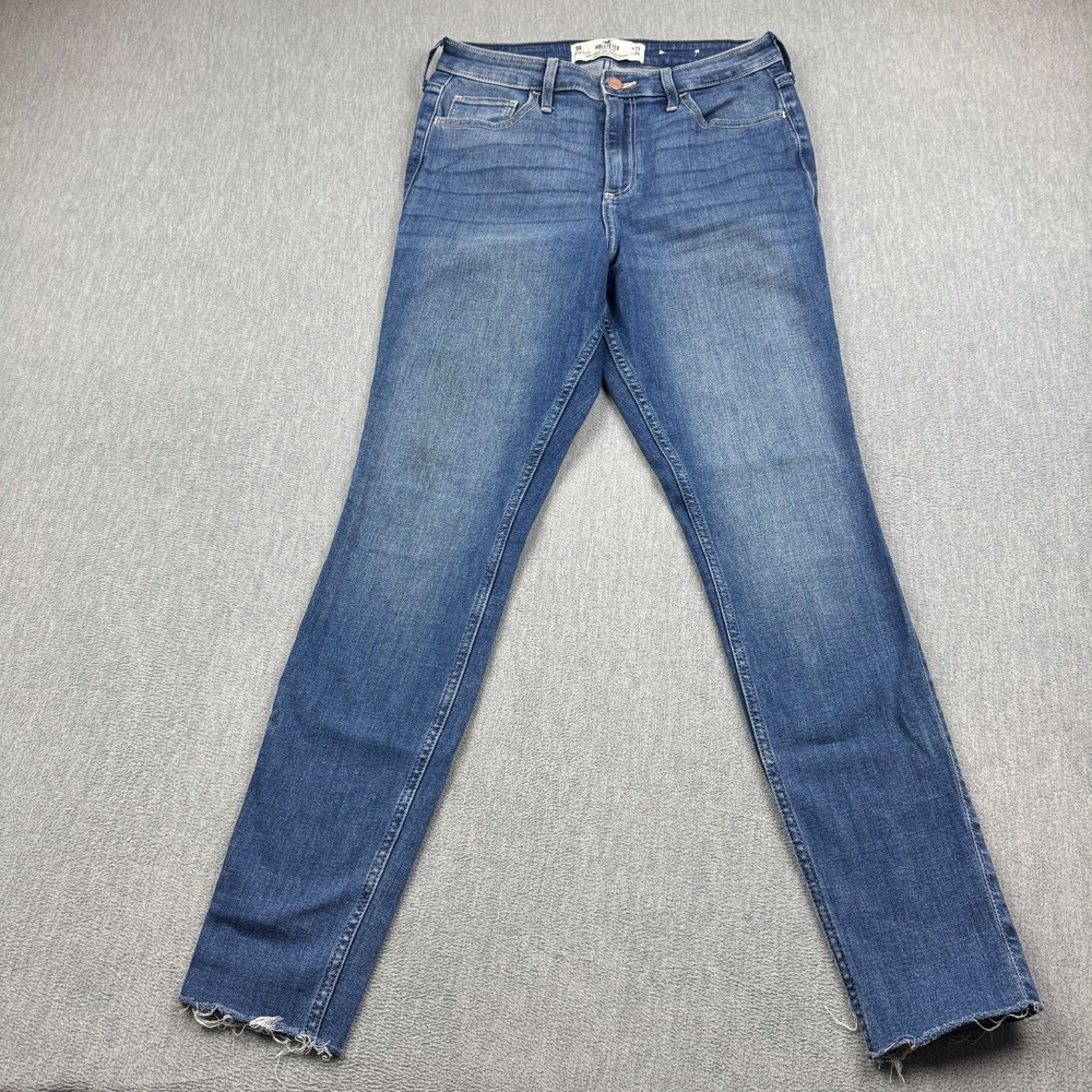Hollister Jeans Womens 29x29 Blue Curvy High-Rise Super Skinny Pants Zip Raw Hem